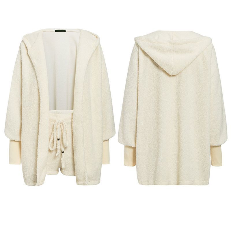 3 Pcs/set Winter Sexy Women Home Wear Suit Casual Pajamas Set Lady Female Soft Warm Long Sleeve Exposed Navel Vest Shorts 220329