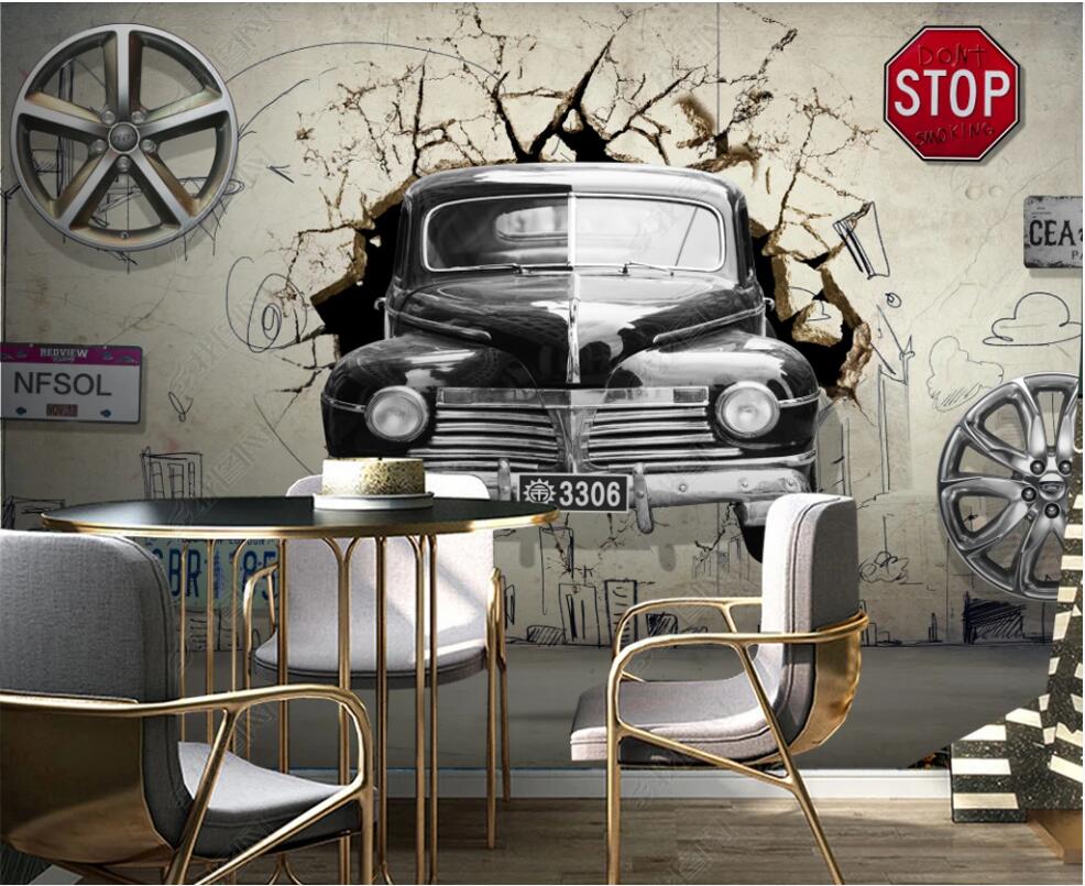 custom photo mural 3d wallpaper on the wall European retro car breaks out of the wall home decor 3d wall wallpapers living room walls stickers decor, Non-woven wallpaper
custom photo mural 3d wallpaper on the wall European retro car breaks out of the wall home decor 3d wall wallpapers living room walls stickers decor, Non-woven wallpaper