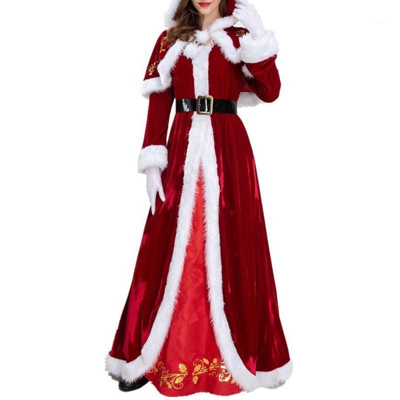 Casual Dresses Red Velvet Hooded Cape Cloak Dress Claus Santa Cosplay Christmas Costumes Women Carnival Party Clubwear Winter Warm Belt
Casual Dresses Red Velvet Hooded Cape Cloak Dress Claus Santa Cosplay Christmas Costumes Women Carnival Party Clubwear Winter Warm Belt