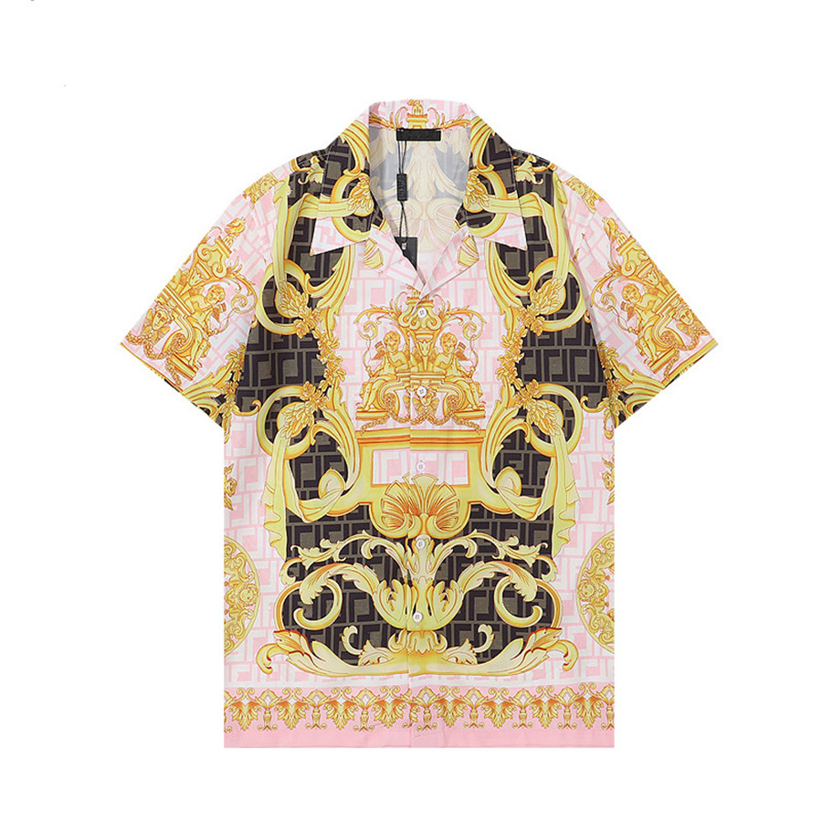 Fashion Gold Baroque Print Shirts Men's Designer Hawaiian Shirt Man Casual Short Sleeve Tops Tee Shirt Men Blouse Camisa Plus Size M-3XL, As picture show 
Fashion Gold Baroque Print Shirts Men's Designer Hawaiian Shirt Man Casual Short Sleeve Tops Tee Shirt Men Blouse Camisa Plus Size M-3XL, As picture show