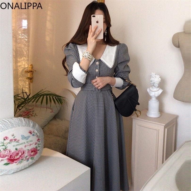 ONALIPPA Women Dress Autumn French Elegant Temperament Lapel Lace Check Chic Single-Breasted Waist Puff Sleeve Vestidos 220402, Photo color
ONALIPPA Women Dress Autumn French Elegant Temperament Lapel Lace Check Chic Single-Breasted Waist Puff Sleeve Vestidos 220402, Photo color