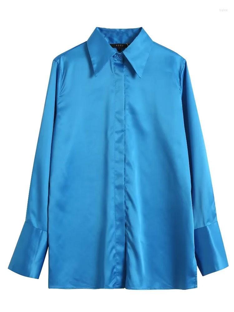 Women' Blouses & Shirts Adherebling Woman 2022 Summer Casual Blue Solid Lapel Long Sleeve Single Breasted Satin Shirt Top Female Chic Blous, 02
Women' Blouses & Shirts Adherebling Woman 2022 Summer Casual Blue Solid Lapel Long Sleeve Single Breasted Satin Shirt Top Female Chic Blous, 02