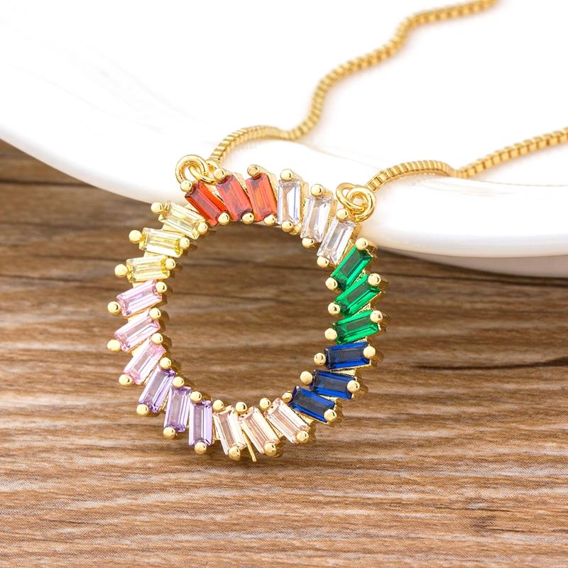 Pendant Necklaces Top Quality Copper CZ Rainbow Necklace Long Chain Round Colorful Natural Stone Jewelry For Women Gold GiftPendant Necklace
Pendant Necklaces Top Quality Copper CZ Rainbow Necklace Long Chain Round Colorful Natural Stone Jewelry For Women Gold GiftPendant Necklace