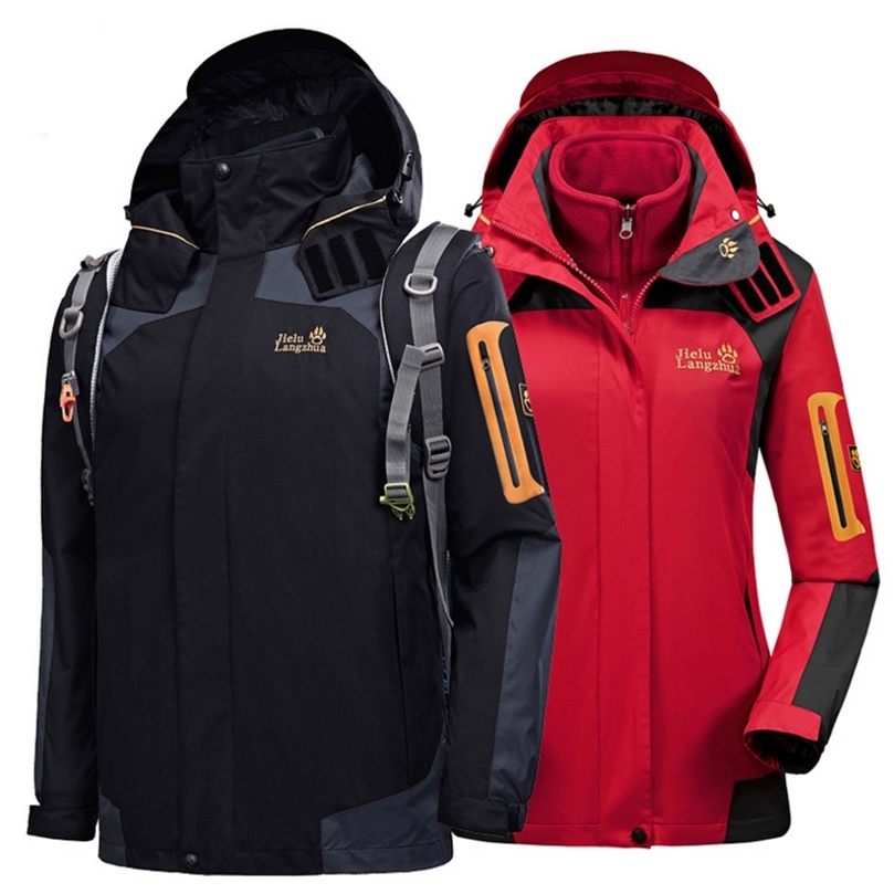 Men Women Winter 3in1 M-6XL Outdoor Jackets Waterproof Camp Hike Trekking Climb Ski Fish Fleece Hood Euro Oversize Coat 201127