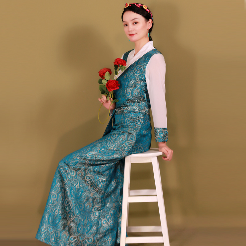 Tibetan ethnic clothing Asian Dress classical long Sleeves elegant robe Tibet Traditional Clothing for Women Oriental Vestido vintage pattern costume