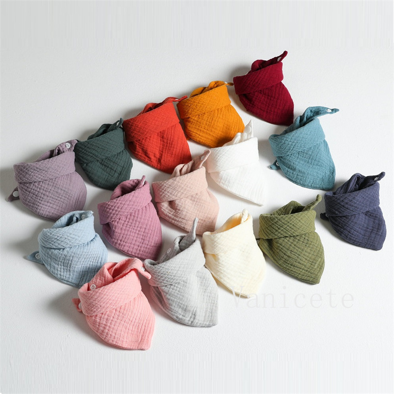 Baby gauze saliva towel Infants eating meal triangle Bibs Burp Cloths kids double-deck cotton gauze Bib T9I001976
