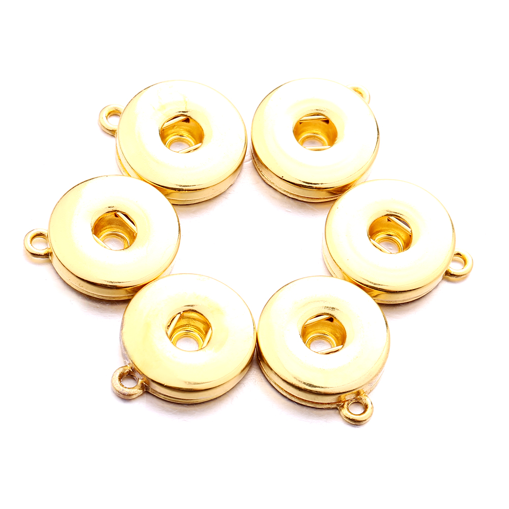 Silver Gold Alloy 18mm Ginger Snap button Base charms Pendants For Snaps Bracelet Earrings Necklace DIY Jewelry Accessory