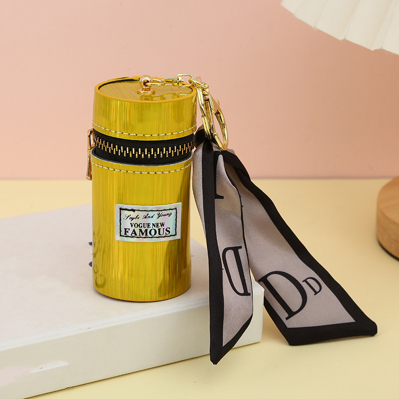 Laser Lipstick Bag Keychains Letter Silk Scarf Key Chains Ring Fashion Design PU Leather Coin Purse Case Pouches Pendant Car Keyring Charm Jewelry for