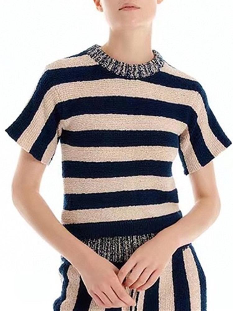 Women' Sweaters Women O-neck Casual Jumper Stripes Short Sleeve Female Knitwear Pullover Knitted Sweater 2022 SummerWomen
Women' Sweaters Women O-neck Casual Jumper Stripes Short Sleeve Female Knitwear Pullover Knitted Sweater 2022 SummerWomen
