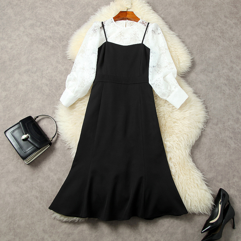2022 Fall Autumn Long Sleeve Round Neck White Floral Top & Black Spaghetti Strap Mid-Calf Mermaid Dress Two Piece Suits 2 Pieces Set 22G112046, Multi
2022 Fall Autumn Long Sleeve Round Neck White Floral Top & Black Spaghetti Strap Mid-Calf Mermaid Dress Two Piece Suits 2 Pieces Set 22G112046, Multi