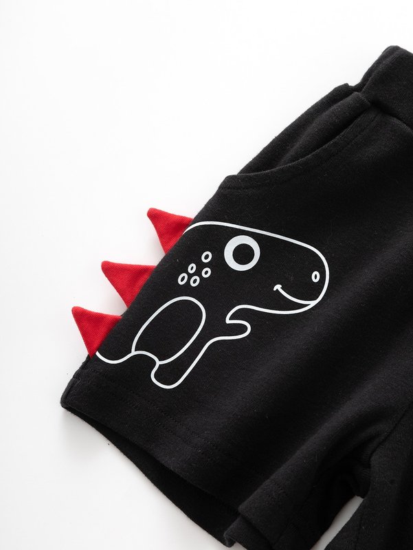 Baby Dinosaur Print 3D Patched Shorts SHE