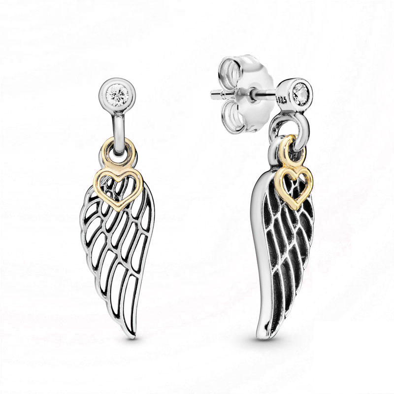 Women 925 Sterling Silver Earrings Stud Fit P plata Sparkling Heart Flower Rose Gold Hoop Earring For Ladies Gift DIY Making With Box