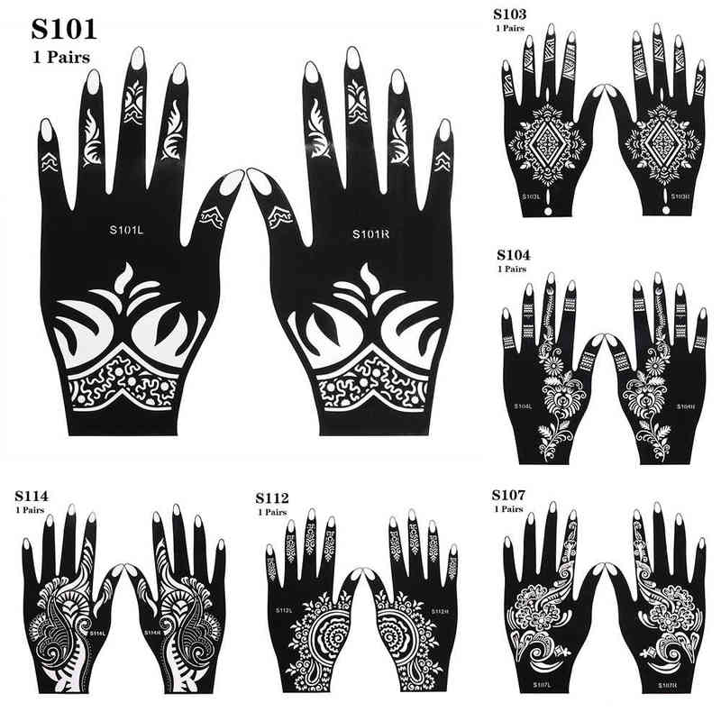 NXY Temporary Tattoo 2pcs Waterproof Sticker Hand Decal Henna Stencil Diy Body Art Template Wedding Party Makeup Tool 0330