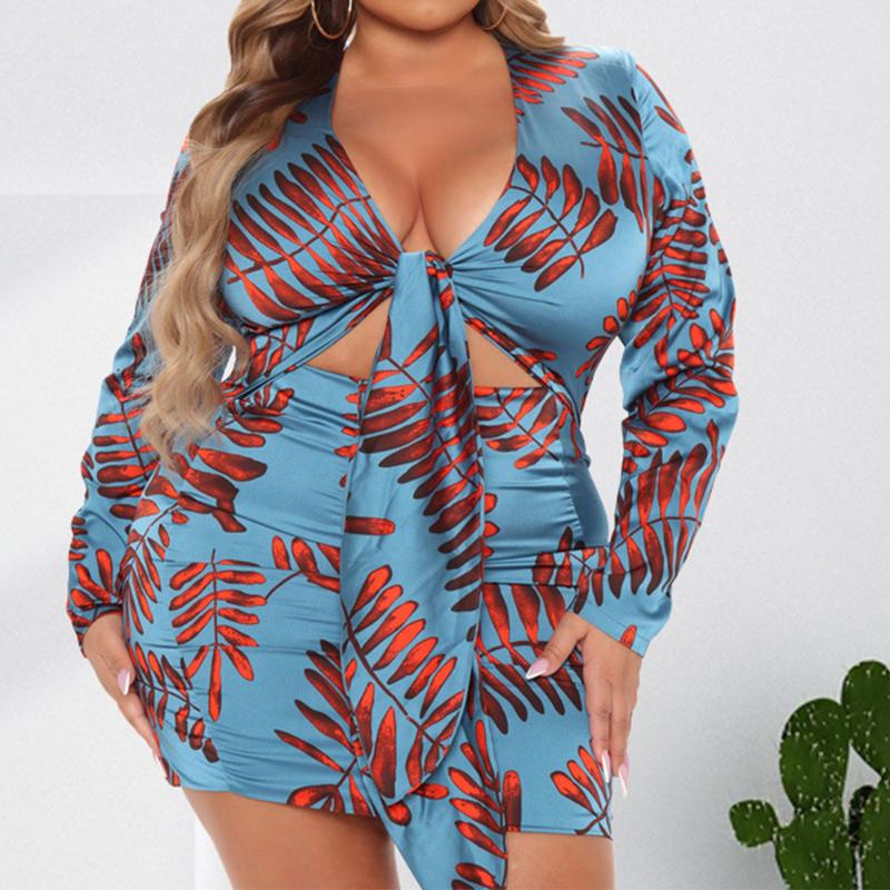 Plus Size Dresses Trendy Elegant Sexy V Neck Abstract Print Long Sleeves Bandage High Waist Fashion Women Mini Dress WholesalePlus, Blue
Plus Size Dresses Trendy Elegant Sexy V Neck Abstract Print Long Sleeves Bandage High Waist Fashion Women Mini Dress WholesalePlus, Blue