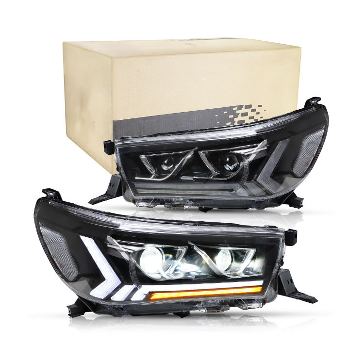 Car Tuning LED Headlights For Toyota Hilux 20 15-19 Dual Beam Lens Head Light LED Daytime Running Headlight Assembly