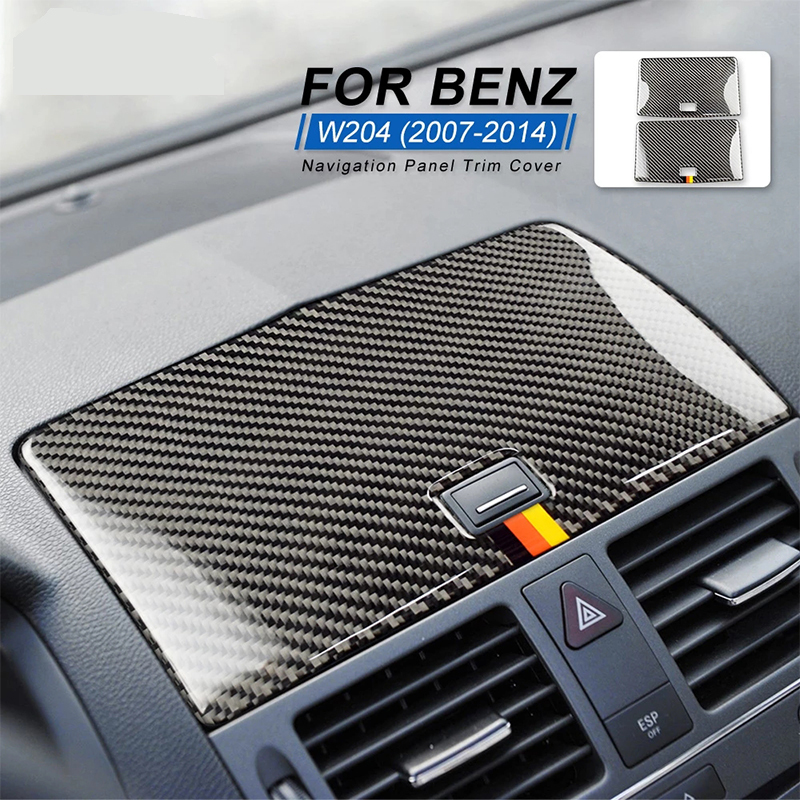 Car Center Console Navigation Carbon Fiber Sticker Panel Cover For Mercedes Benz C Class W204 2007 2008 2009 - 2014 Accessories