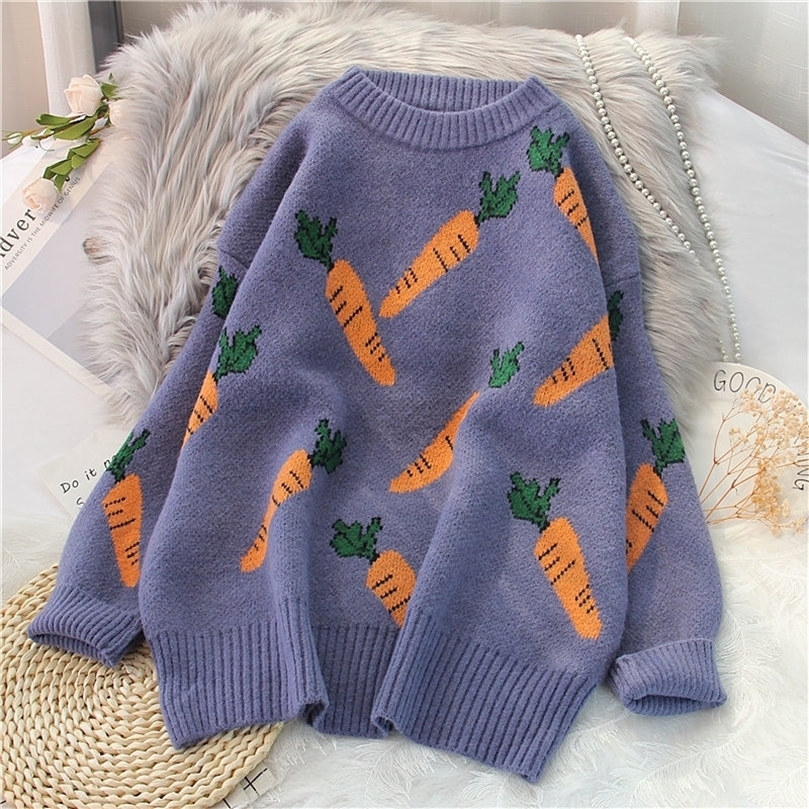 Autumn winter women Carrot printed sweaters warm pullover long sleeve loose Vintage Sweater Lady sweaters Harajuku 201204, Beige
Autumn winter women Carrot printed sweaters warm pullover long sleeve loose Vintage Sweater Lady sweaters Harajuku 201204, Beige