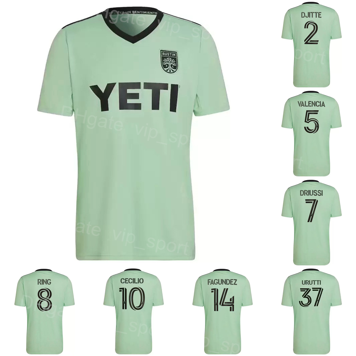22/23 MLS Soccer FC AUSTIN Jerseys 37 Maximiliano Urruti 7 Sebastian Driussi 14 Diego Fagundez 13 Ethan Finlay 8 Alexander Ring Football Shirt Kits Custom Name Number