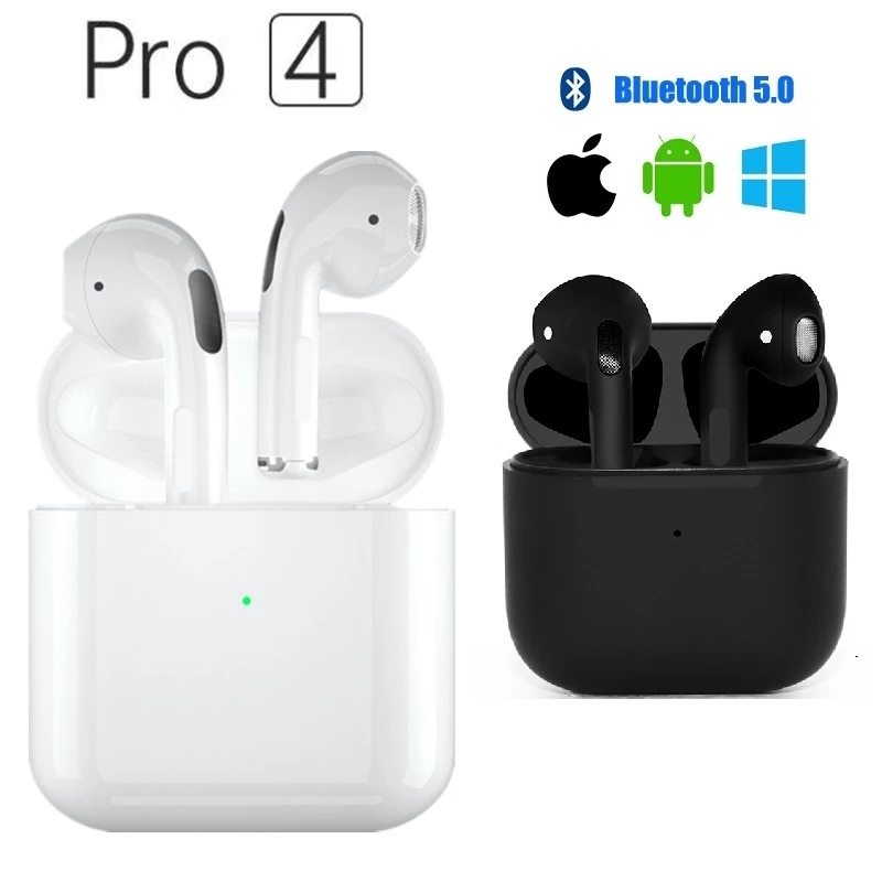 Pro 4 TWS Wireless Earphones Rename Bluetooth 5.0 Mini Earbuds with Charging Case Sports Handsfree Headset for Smart Mobile Cell Phones, Black
Pro 4 TWS Wireless Earphones Rename Bluetooth 5.0 Mini Earbuds with Charging Case Sports Handsfree Headset for Smart Mobile Cell Phones, Black