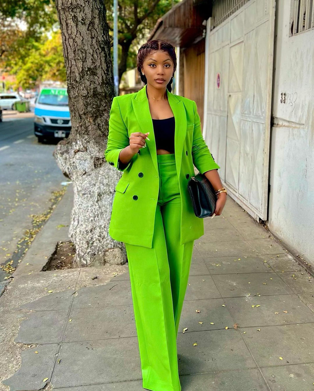 Bright Green Leisure Women Pants Suits For Wedding 2022 Sexy Loose Long Sleeve Evening Red Carpet Fashion Wear 2 Pieces