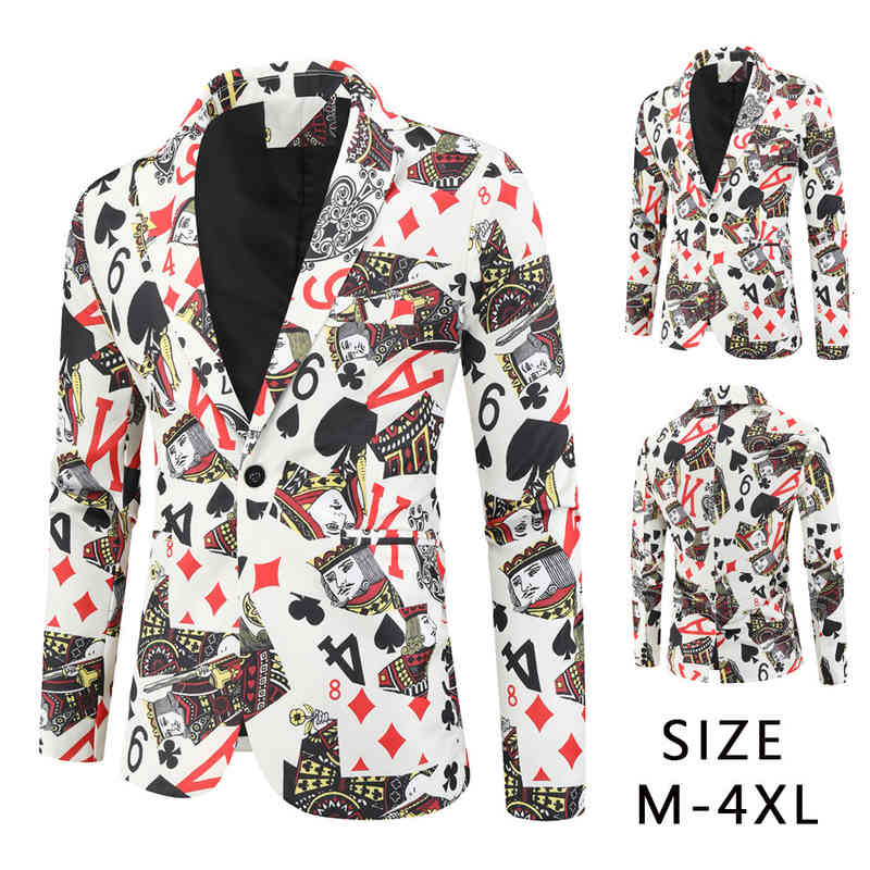 Men's Suits & Blazers spring and autumn 3D Poker printing suit jacket men's casual one button European performance RUPC, 2# box
Men's Suits & Blazers spring and autumn 3D Poker printing suit jacket men's casual one button European performance RUPC, 2# box