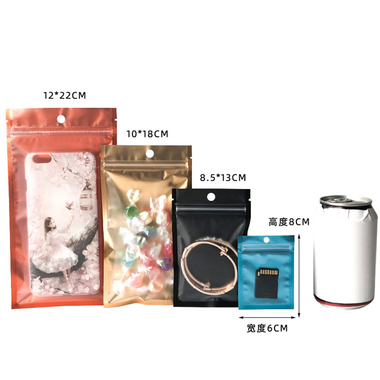 200PCS Clear Front Aluminum Foil Zip lock Packaging Bags Resealable Black White Gold Snack Chocolate Cereals Salt Dried Beaf Flowers Hanging Zipper Po