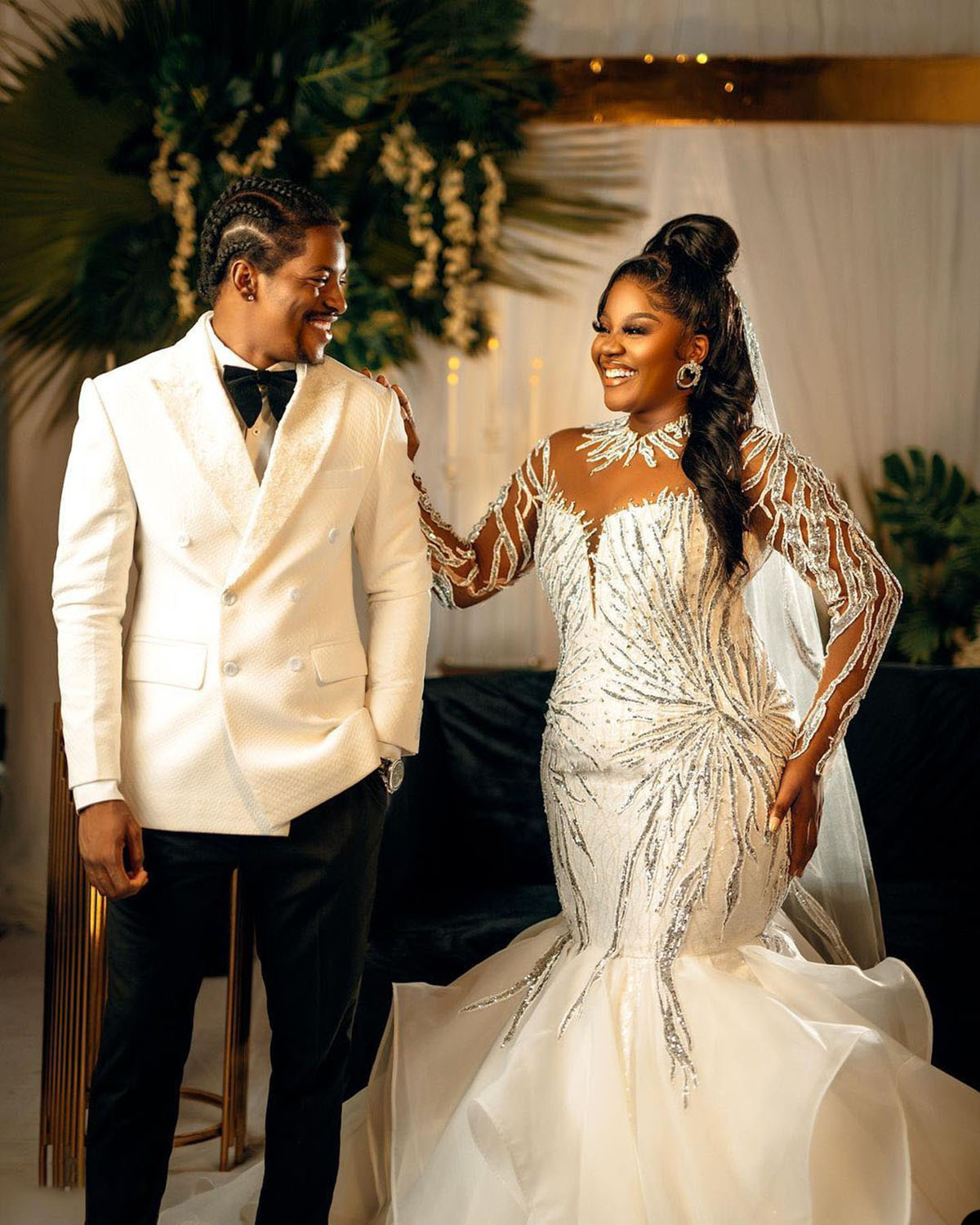 Plus Sexy Customized Size Mermaid Wedding Dress Sier Sequins Long Sleeve Bride Dresses Robe De Mariee Bridal Gowns Es 0914