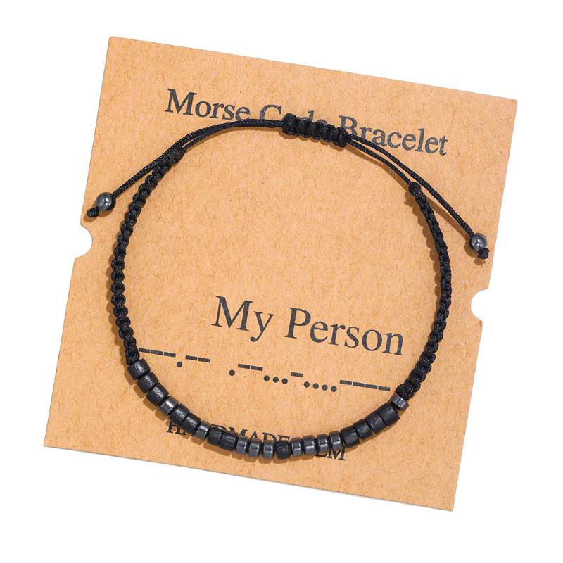 Charm Bracelets Mosmith Code Bracelet Creative Black Stone Beads Hand-woven Card Lovers
Charm Bracelets Mosmith Code Bracelet Creative Black Stone Beads Hand-woven Card Lovers