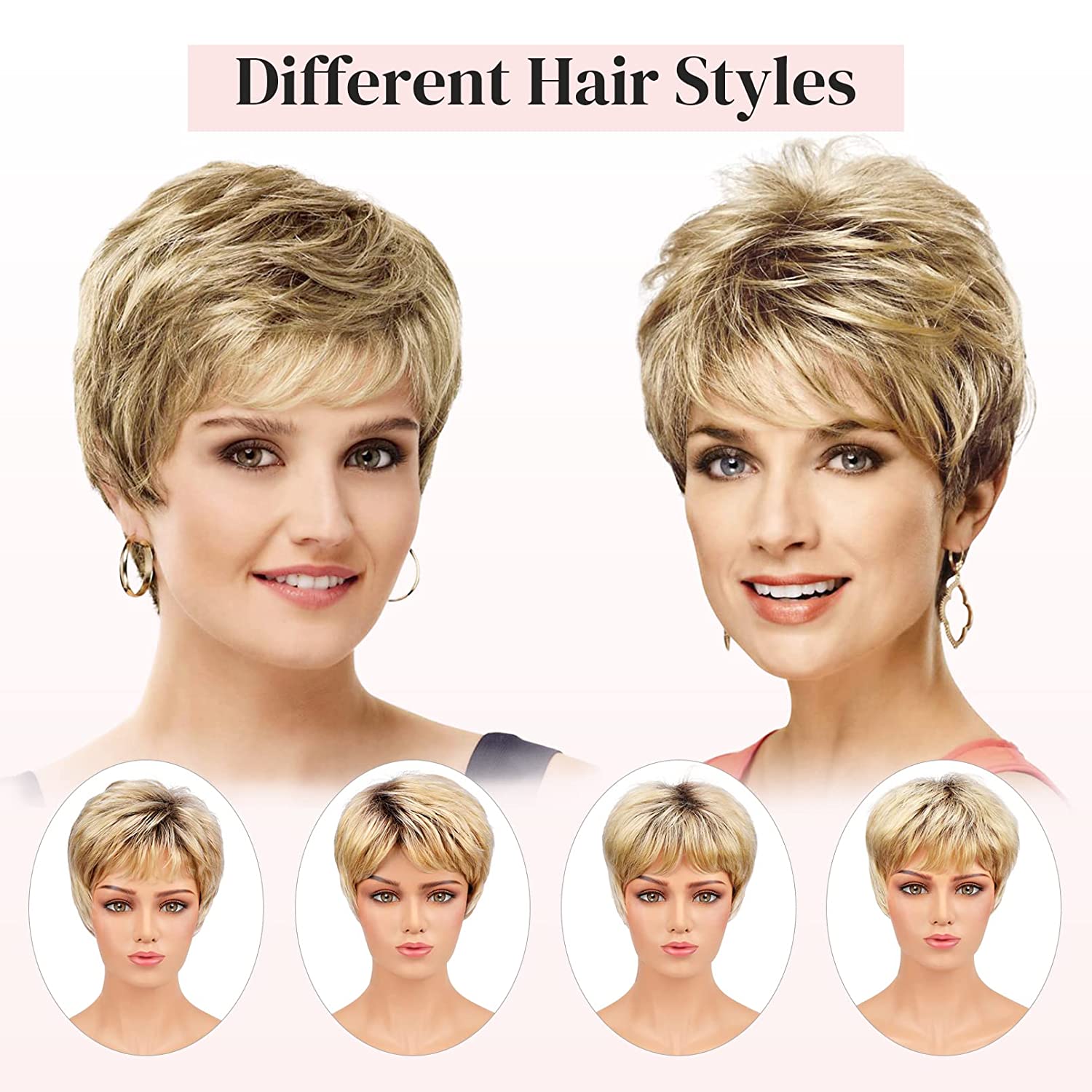 Short Purple Natural Layered Pixie Wig Synthetic Hair Replacement Wig for Daily Party Halloween Use