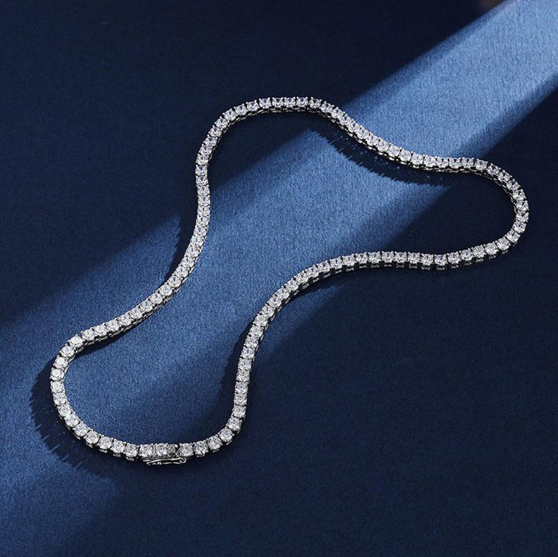 Pendant Necklaces Real 4mm With GRA Sterg Sier Moissanite Tennis Necklace Women Men Chain Fine Jewelry NecklacePendant