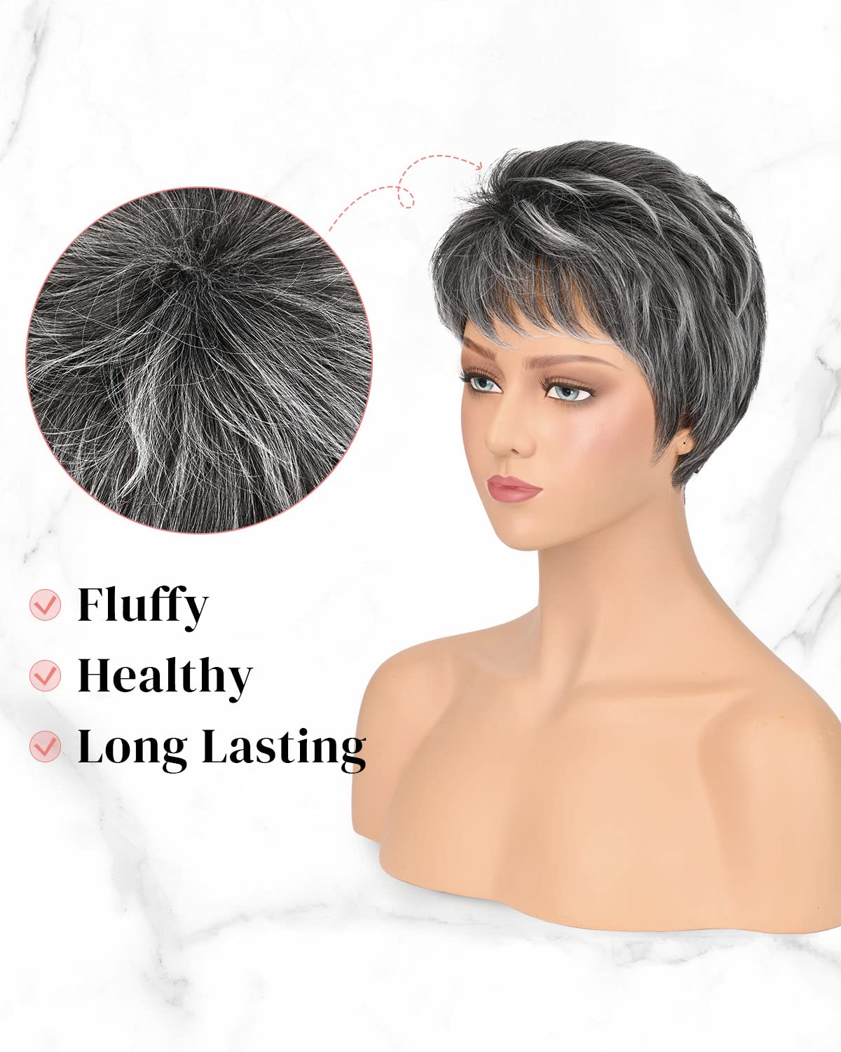 Short Purple Natural Layered Pixie Wig Synthetic Hair Replacement Wig for Daily Party Halloween Use