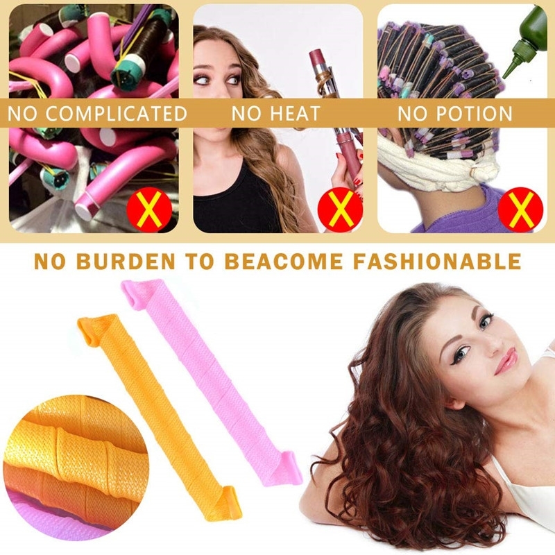 20/30/45/55/65/75cm Hair curler No heat Soft Plastic Magic hair roller Spiral Round Curls Factory wholesale W220317