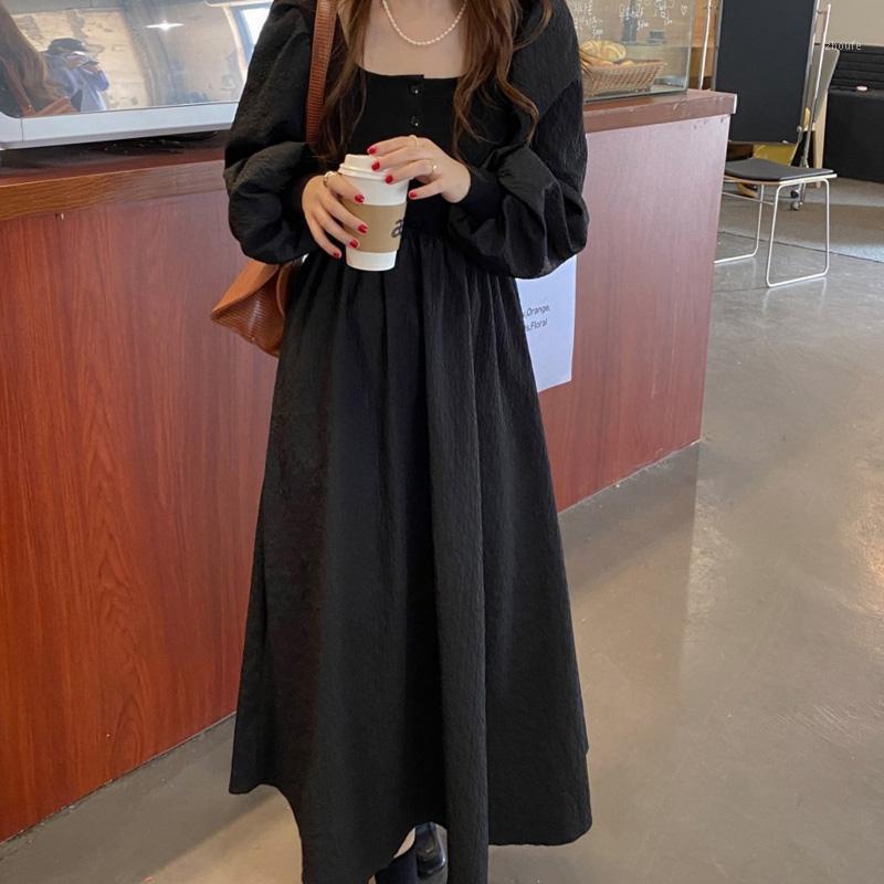 Casual Dresses Spring Autumn Korean Elegant Knitted Stitching Long Sleeve Square Neck Women Dress French Retro Fashion, Black
Casual Dresses Spring Autumn Korean Elegant Knitted Stitching Long Sleeve Square Neck Women Dress French Retro Fashion, Black
