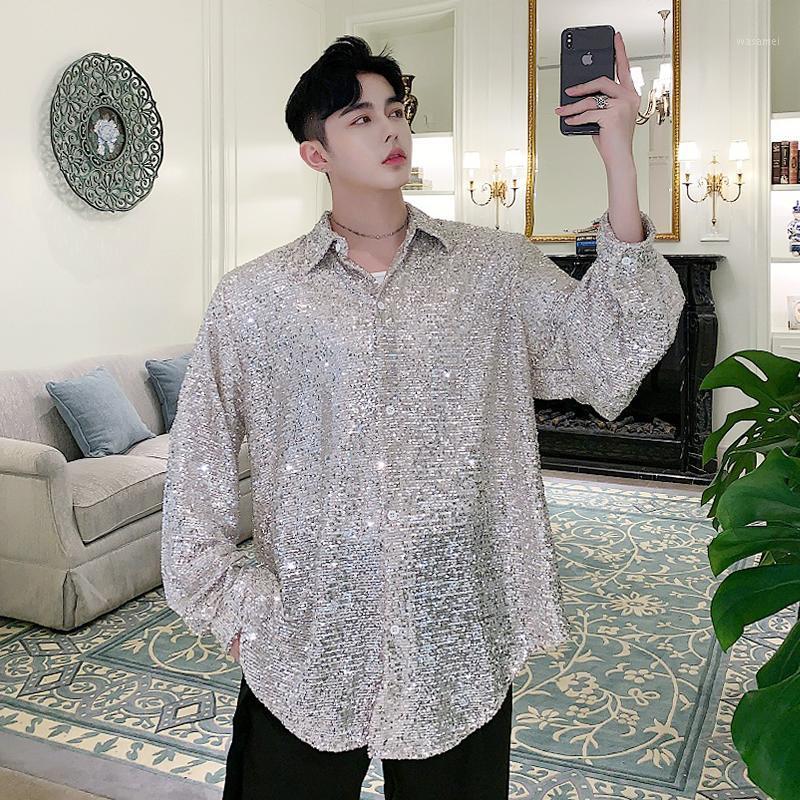 Summer Designer Heavy Work Hand-embroidered Line Sequins Loose Long-sleeved Shirt Tide Brand Mens Chic Stage Costumes Men's Casual Shirts, Apricot
Summer Designer Heavy Work Hand-embroidered Line Sequins Loose Long-sleeved Shirt Tide Brand Mens Chic Stage Costumes Men's Casual Shirts, Apricot