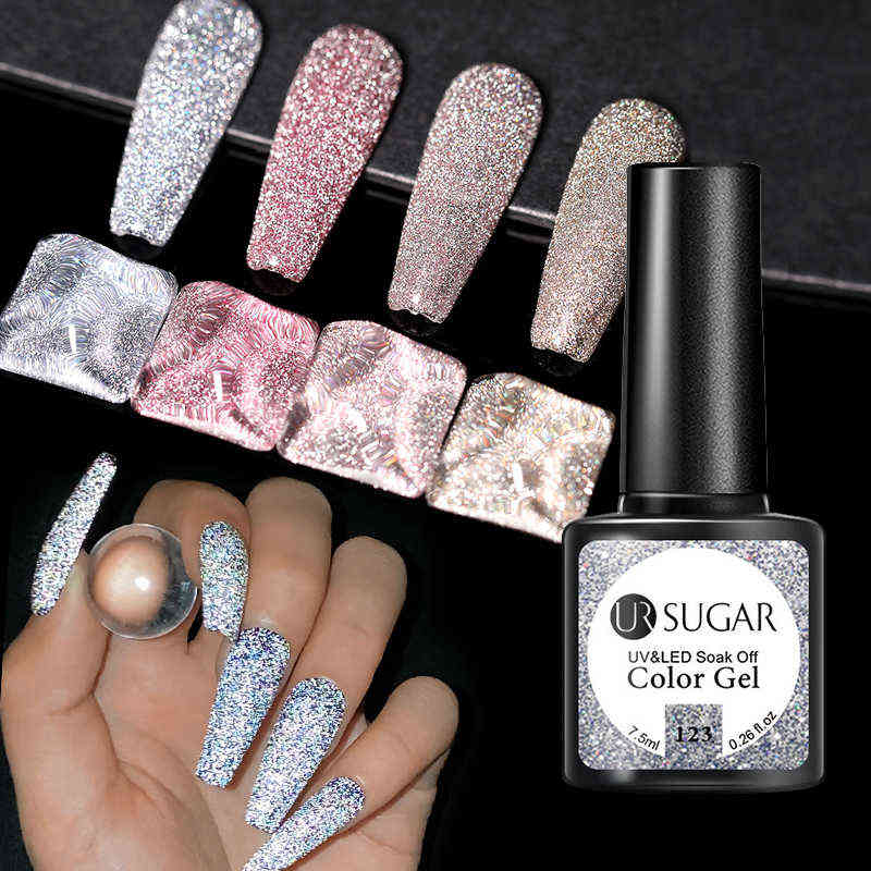 Nail Gel Toy 7 5ml Disco Reflective Polish Silver Colorful Soak Off Auroras Uv Led Diy Art Decoration 0328