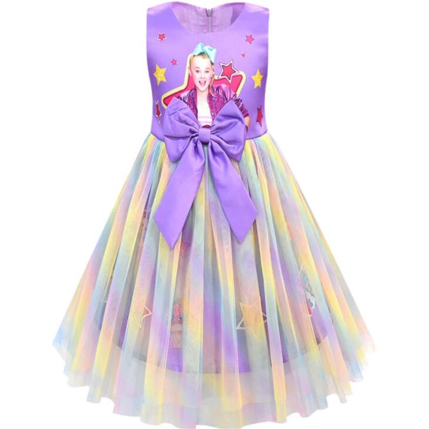 

JOJO Siwa poncho girl Princess Dress Bowknot Rainbow Mesh Ball Gown Dress 110-150CM Children Girls Tutu Skirt Birthday Party Dress256i, Rose red