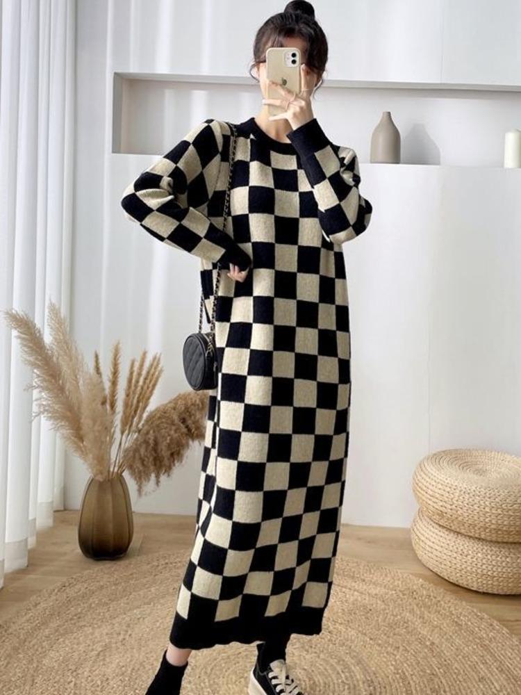 Women' Sweaters Large Knitted Dress 2022 Autumn Winter Korean Version Long Loose Straight Tube Lattice Thick Wool Women' FashionWomen, Apricot lattice
Women' Sweaters Large Knitted Dress 2022 Autumn Winter Korean Version Long Loose Straight Tube Lattice Thick Wool Women' FashionWomen, Apricot lattice