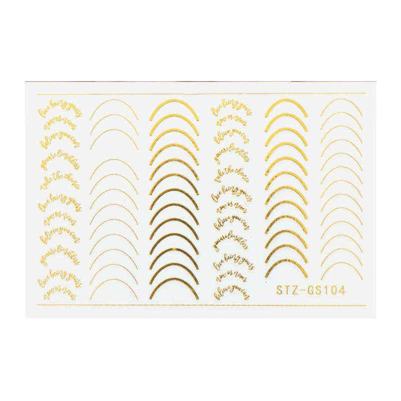 Nail Gel Toy 3d Lines Stickers Diy Rose Gold Metal Stripe Letters Decals Curve Art Sliders Self Adhesive Decorations Manicure 0328