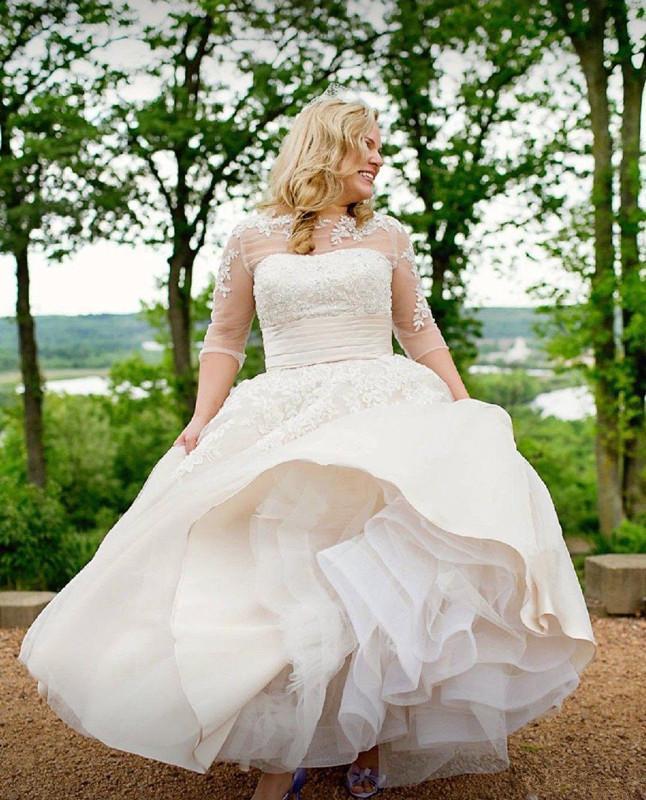 Vintage Ankle-length Wedding Dress with Half Sleeve Lace Applique Plus Size Beige Countryside Bridal Gowns Vestido De Novia Lady Marriage Dresses Aust