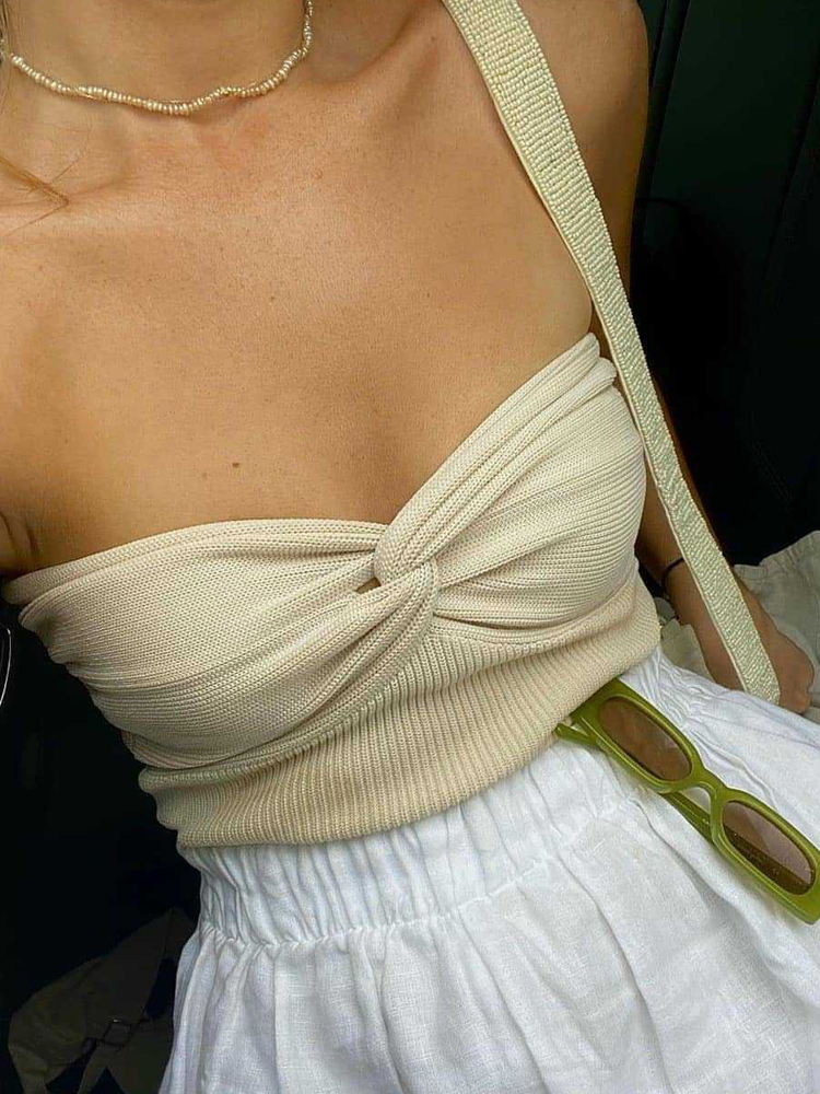 Knitted Y2k Tube Corset Crop Top Women Summer Strapless Camis Backless Off Shoulder Tank Bustier Vintage Vest Yuqung 220325