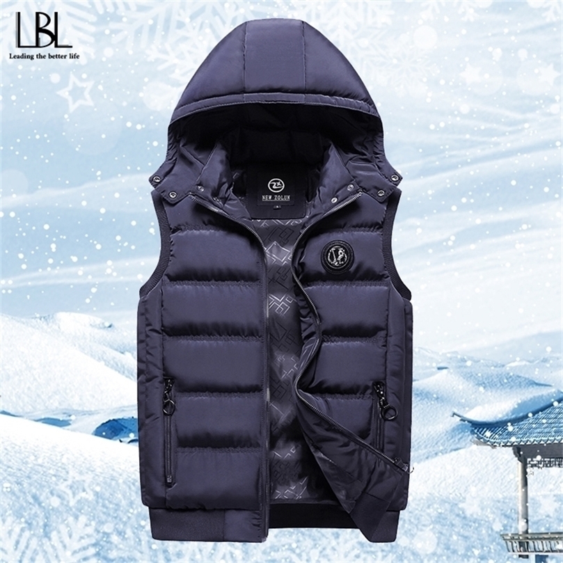 Sleeveless Vest Men Autumn Winter Fashion Casual Coats Male Cotton-Padded Men's Vest Male Jacket Thicken Waistcoat Windproof 201127