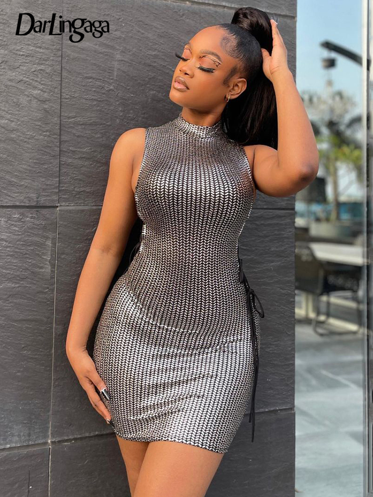 Fashion Silver Bodycon Tank Sexy Dress Women Clubwear Streetwear Lace Up Summer Party Dress Mini Bandage Elegant Hot
Fashion Silver Bodycon Tank Sexy Dress Women Clubwear Streetwear Lace Up Summer Party Dress Mini Bandage Elegant Hot