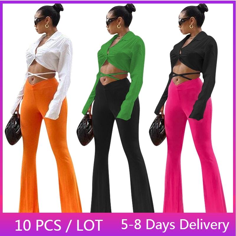 Women' Two Piece Pants Wholesale Items Sexy Set Women Fall Clothes Backless Bandage Shirt Crop Top Streetwear Fashion Flare Sets, Black
Women' Two Piece Pants Wholesale Items Sexy Set Women Fall Clothes Backless Bandage Shirt Crop Top Streetwear Fashion Flare Sets, Black