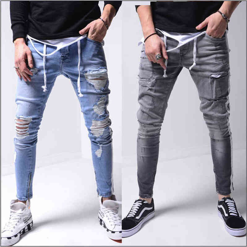 Men' Hip-hop High-end Tight Slim Fit Ripped Jeans for Men Streetwear Pants with Hole Design Small Feet Men' Jean Patalon Homme G0104, Gray
Men' Hip-hop High-end Tight Slim Fit Ripped Jeans for Men Streetwear Pants with Hole Design Small Feet Men' Jean Patalon Homme G0104, Gray