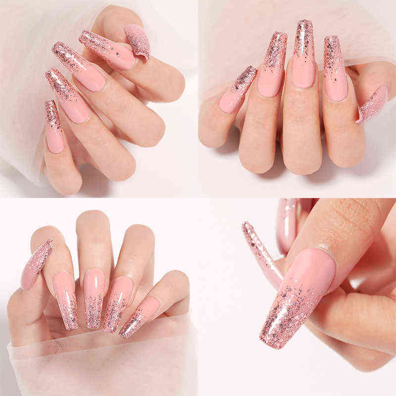 NXY Nail Gel 20pcs Glitter Uv Polish Set Rose Gold Nude Pink Series Led Varnish Semi Permanent Sequins 0328