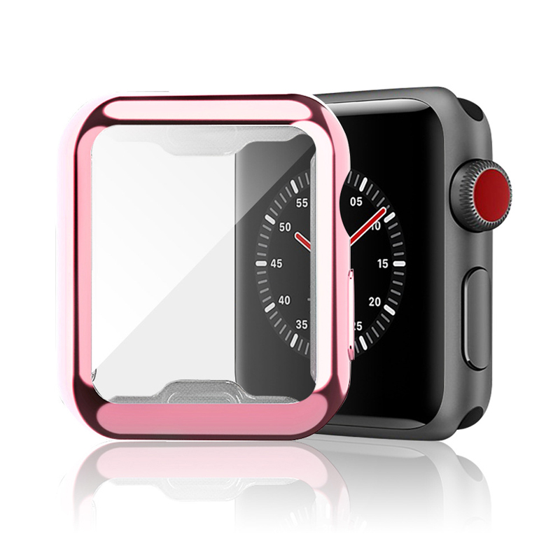 360 Full Protection Soft TPU Cases Front Screen Protector Electroplated Plating Protective Cover For Apple Watch iWatch series 7 6 5 4 3 2 41mm 45mm 4
