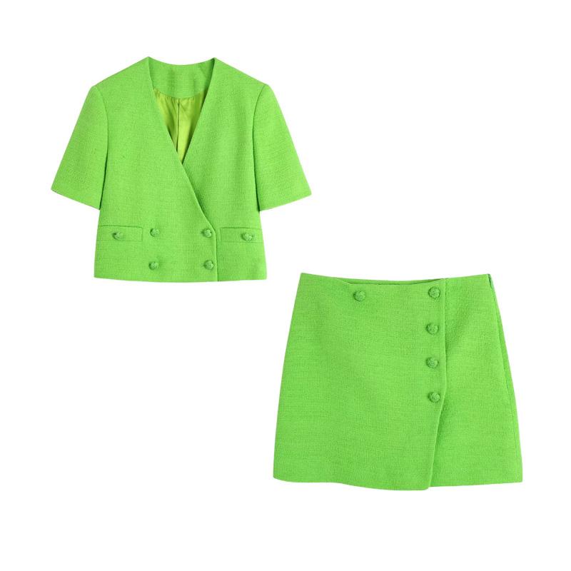 Women's Suits & Blazers Women Fashion Tweed Cropped Blazer Coat Vintage Short Sleeve Front False Welt Pockets Female Outerwear Chic Veste Fe, Green shorts
Women's Suits & Blazers Women Fashion Tweed Cropped Blazer Coat Vintage Short Sleeve Front False Welt Pockets Female Outerwear Chic Veste Fe, Green shorts