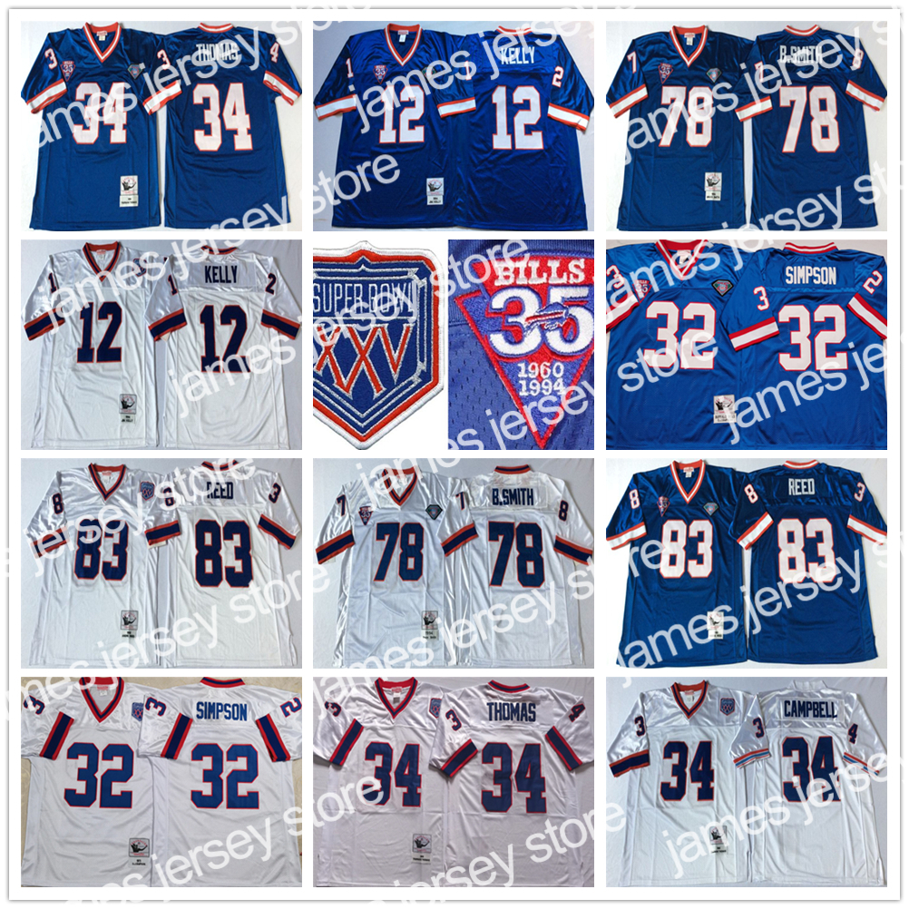 James NCAA 75th Vintage Football 12 Jim Kelly Jersey 34 Thurman Thomas 78 Bruce Smith 83 Andre Reed Jersey Mitchell&Ness College 32 Simpson, Same as picture
James NCAA 75th Vintage Football 12 Jim Kelly Jersey 34 Thurman Thomas 78 Bruce Smith 83 Andre Reed Jersey Mitchell&Ness College 32 Simpson, Same as picture