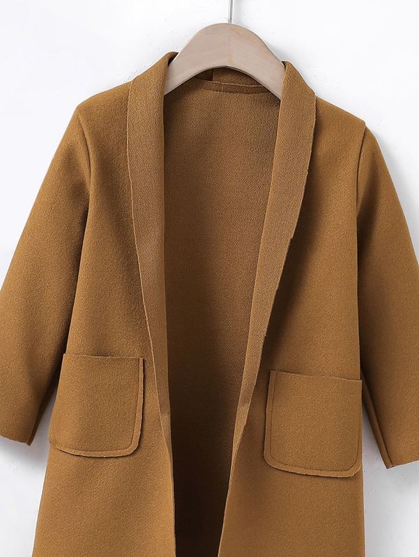 Toddler Boys Pocket Patched Open Front Overcoat SHE