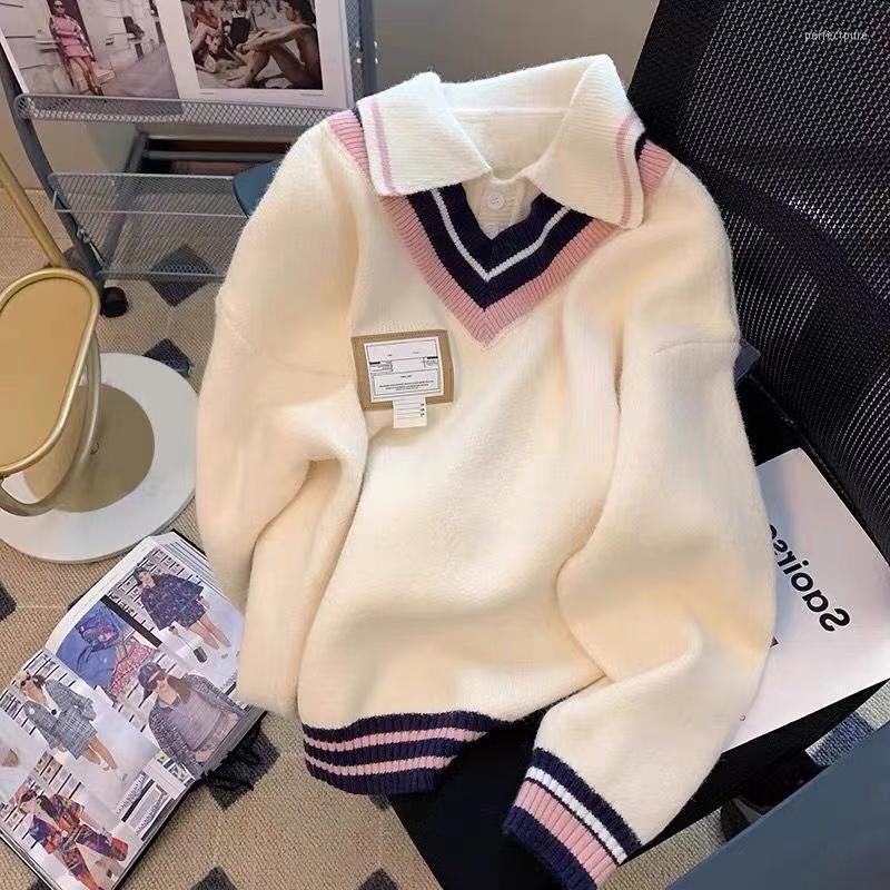Women's Sweaters Japanese Women Stitching Knitted Sweater Pullovers Female Casual Lapel Tops Winter Autumn Fashion Long Sleeve JumpersWomen', Khaki
Women's Sweaters Japanese Women Stitching Knitted Sweater Pullovers Female Casual Lapel Tops Winter Autumn Fashion Long Sleeve JumpersWomen', Khaki
